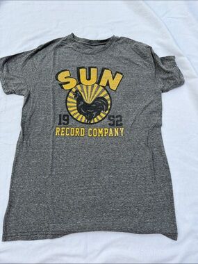 Original Retro Brand Gray Graphic Tee with Yellow Sun Record Logo